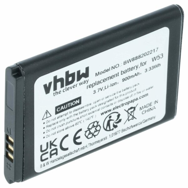 Bateria vhbw para telefone Yealink YLLP463346C800CLS, W53-BATT - 900 mAh 3.7 V Li-Ion