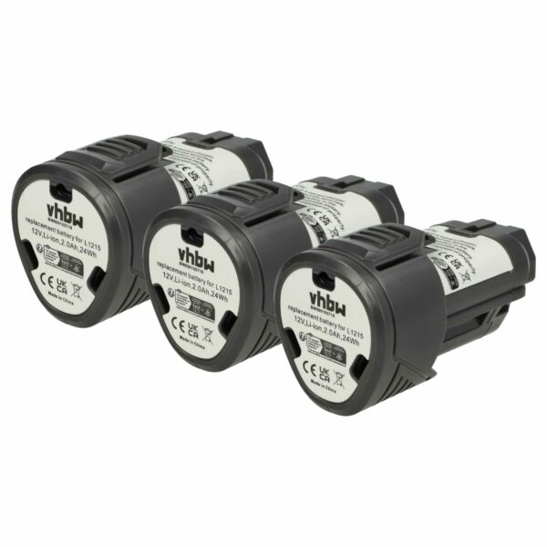 Pack de 3 Baterias vhbw 12V 2000 mAh Li-Ion para AEG e Ridgid