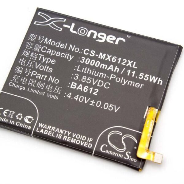 Bateria de telemóvel vhbw substitui Meizu BA612 - 3000 mAh 3.85 V Li-polímero