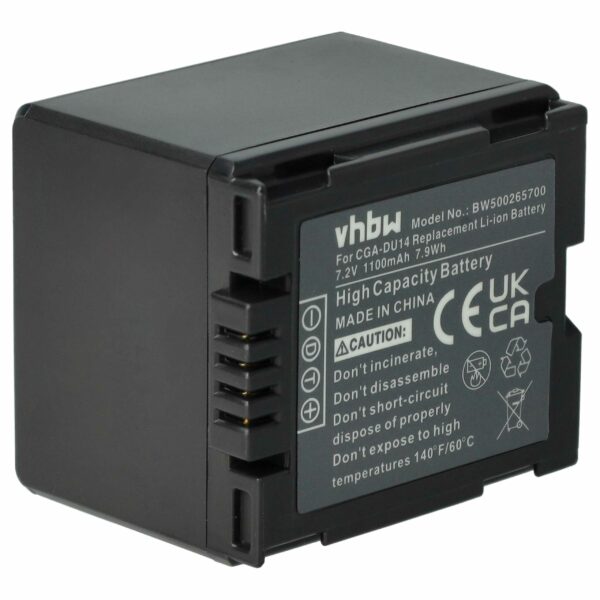 Bateria vhbw compatível Hitachi DZ-BP14s, DZ-BP07s, DZ-BP21s - 1100mAh, 7.2V, Li-Ion