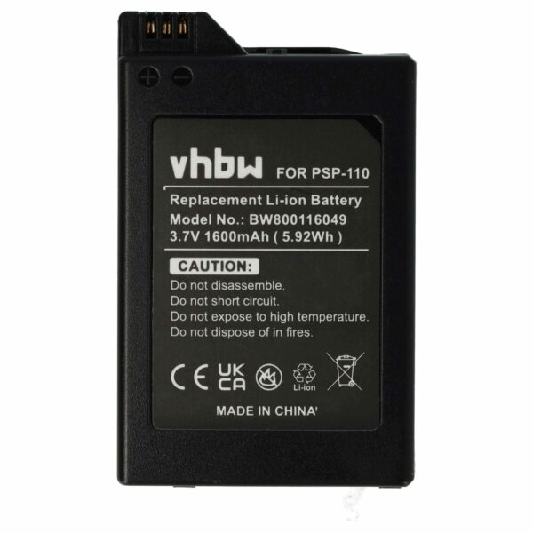 Bateria vhbw para PlayStation Portable PSP-280G, PSP-110 - 1600 mAh 3.7 V Li-Ion