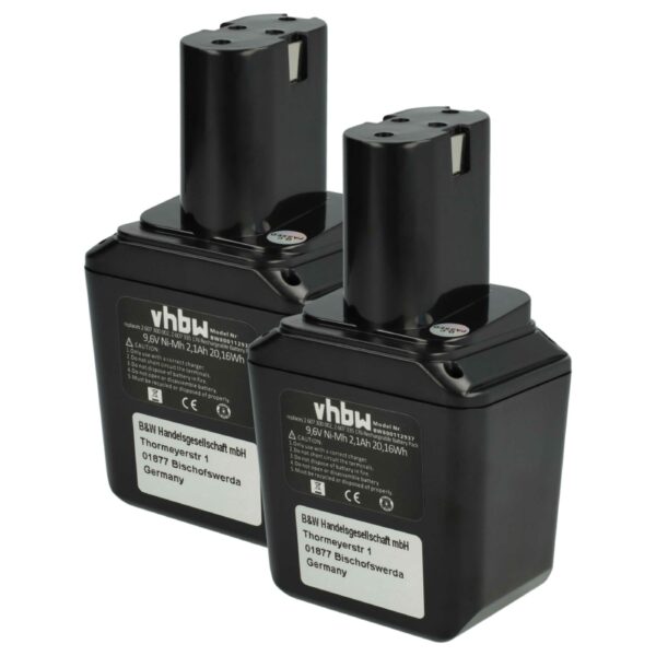 2x Bateria vhbw 9.6V 2100 mAh NiMH para Ferramentas Bosch (2607335012, 2607300002, 26073000002)
