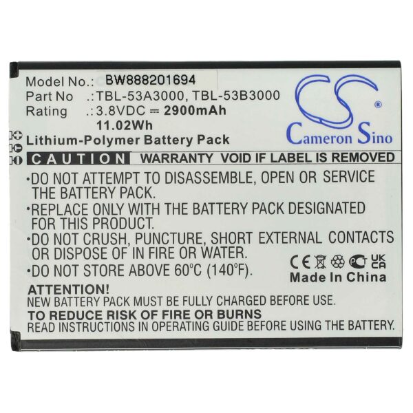 Bateria vhbw para router móvel TP-Link TBL-53A3000, TBL-53B3000 2900 mAh 3.8 V