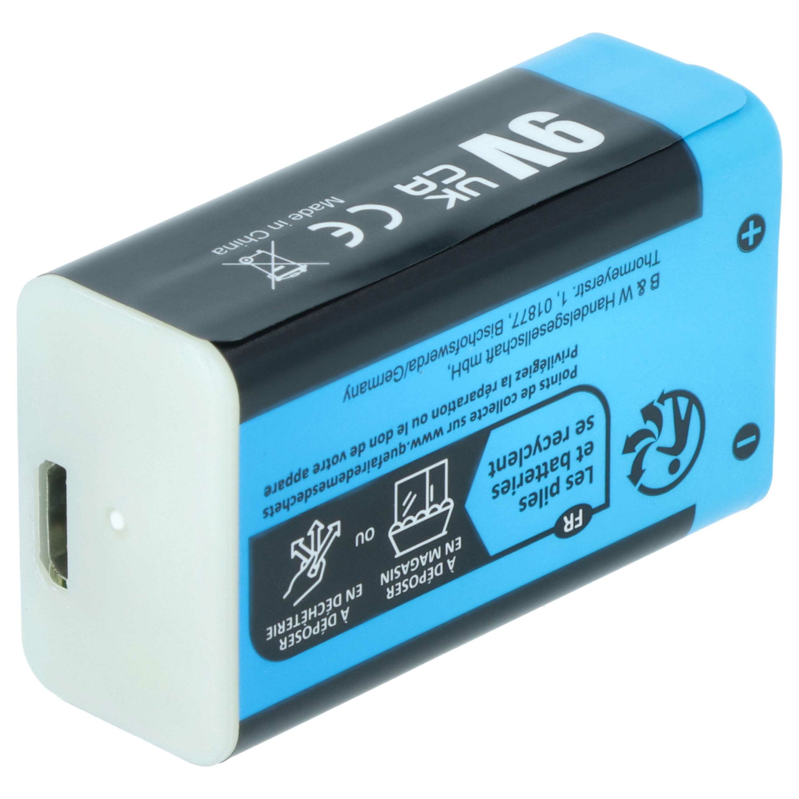 Bateria 9V Li-Ion EXTENSILO 2x 1 Ah com Porta Micro USB - Compatível Daitem BATV13 - Image 2