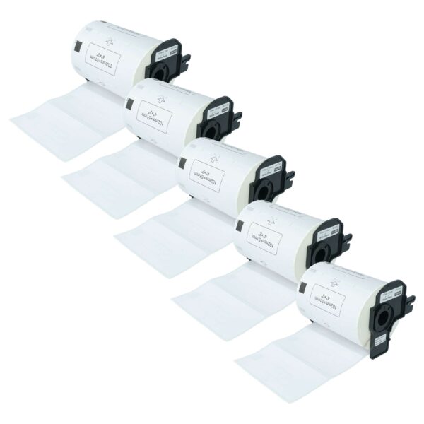 5x Rolos de Etiquetas vhbw para Brother DK-11240 - 102 mm x 51 mm com Suporte
