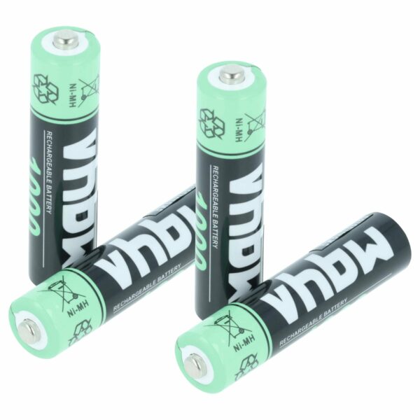 Bateria AAA NiMH vhbw 1000 mAh - Compatível com Philips, Swisscom, Grundig, Sennheiser, Gigaset e muitos mais (Pack 4 unidades)