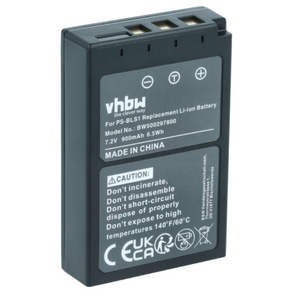Bateria compatível Olympus PS-BLS1 900mAh 7.2V Li-Ion vhbw