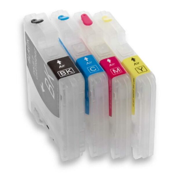 4x Cartuchos de Tinta Recarregáveis CISS vhbw para Brother DCP-145C, DCP-165C, DCP-195C (Preto, Ciano, Magenta, Amarelo)