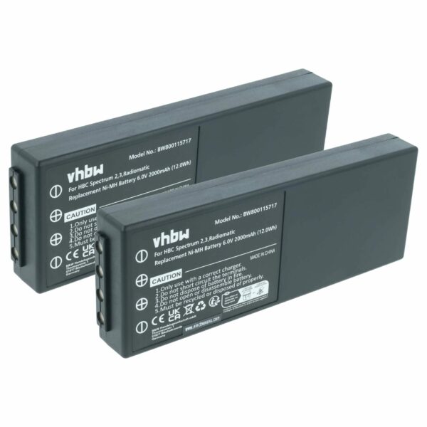 2x Bateria de Substituição para Comando HBC 005-01-00466, BA210040 (FuB 10AA), BA210 - 2000 mAh