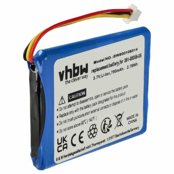 Bateria vhbw para GPS Garmin 361-00056-11, 361-00056-05 - 750mAh, 3.7V