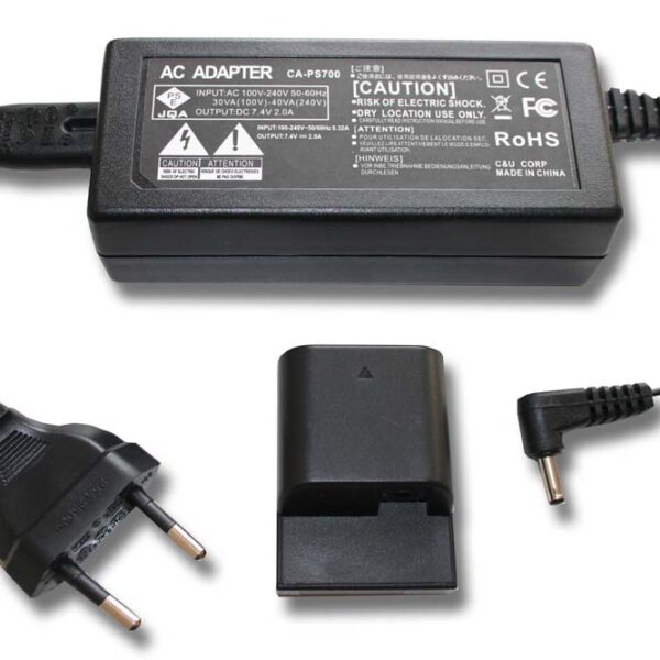 Alimentador AC vhbw para Canon com Acoplador DC, Substitui ACK-700 DR-700 - Cabo 2 m