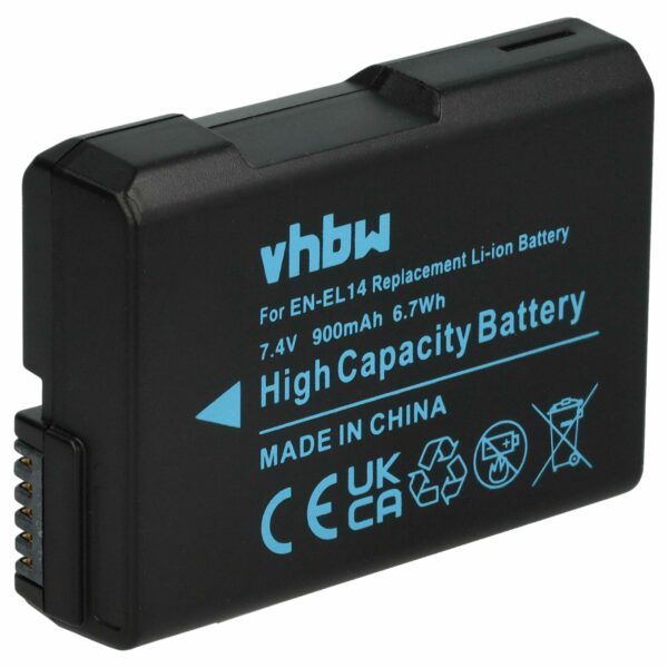 Bateria vhbw EN-EL14 para Nikon - 950mAh, 7.2V, Li-Ion com Chip Info