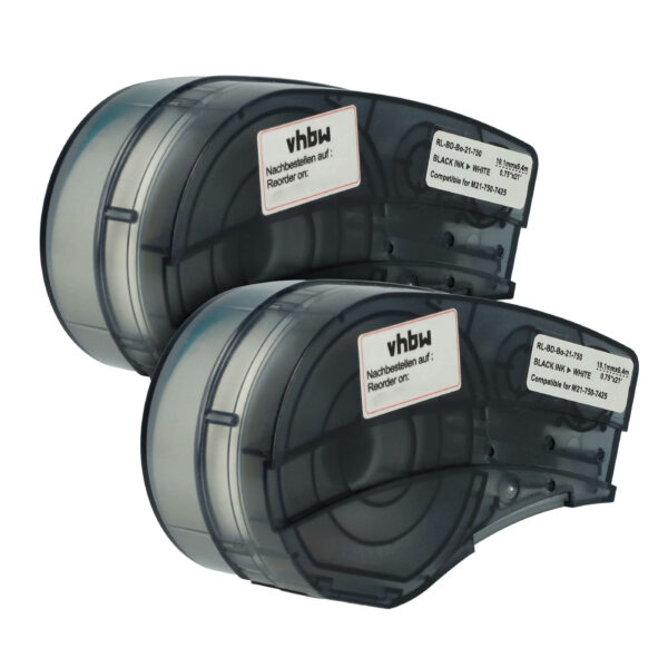 Fita de Etiqueta vhbw 2x compatível Brady M21-750-7425 - 19,05 mm Preto sobre Branco