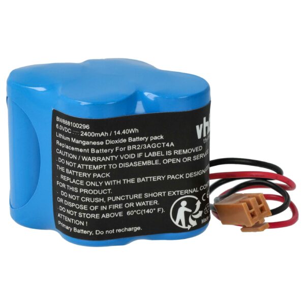 Bateria vhbw para Controlador Industrial GE Fanuc Allen Bradley - 2400mAh 6V Li-MnO2 com Conector Castanho
