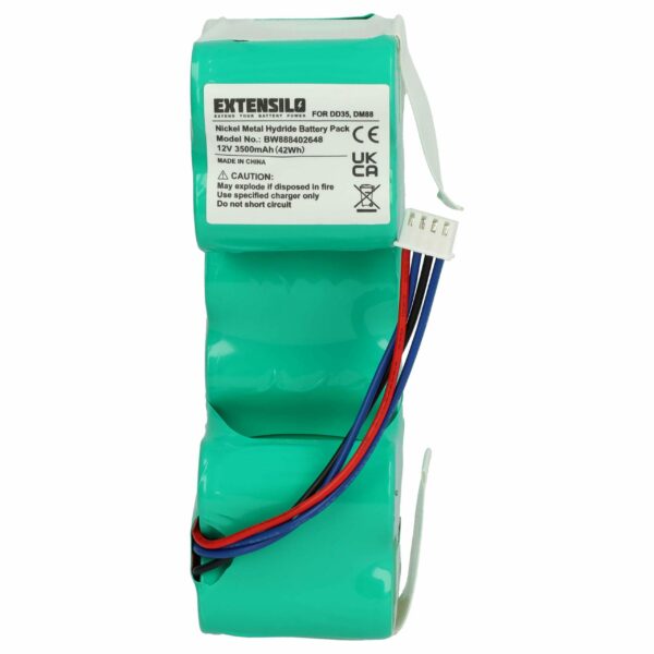 Bateria EXTENSILO 3500mAh 12V NiMH para Ecovacs DD4G, DM88, iRobot e compatíveis
