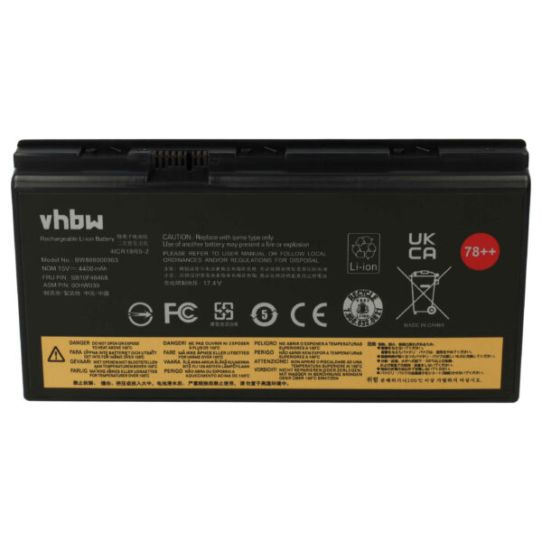Bateria vhbw para Lenovo ThinkPad P70, P71 4400 mAh 15 V