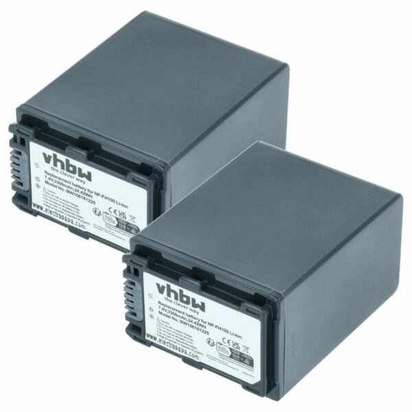 Bateria vhbw 2x para Videocâmara Sony NP-FH50, NP-FH100, NP-FH70, NP-FH40 - 3300 mAh 7.4 V Li-Ion