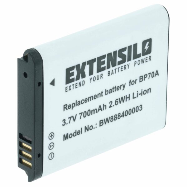 Bateria de Substituição Samsung BP-70a, SLB-70A, BP70a, EA-BP70A - 700mAh, 3.6V, Li-Ion EXTENSILO