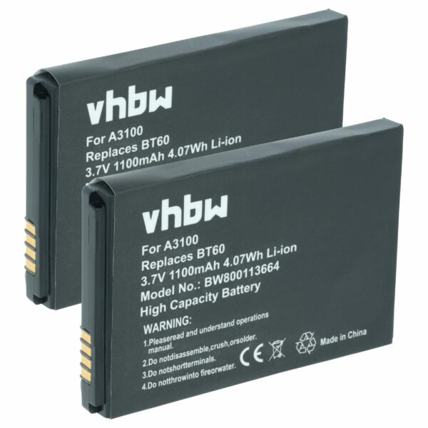 Bateria para Telemóvel Motorola - Compatível com BT90, HKNN4013A, HKLN4440B, BT110, BT60 - Pack 2x 1100 mAh 3.7V Li-Ion