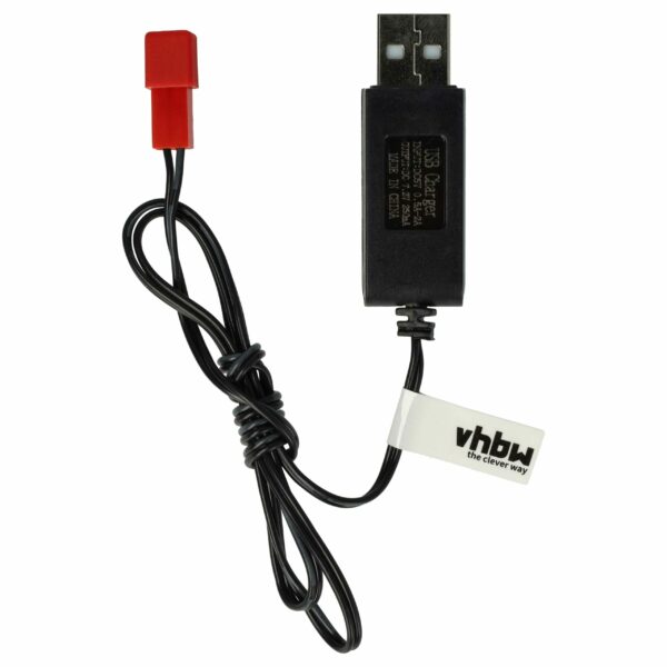 Cabo USB de Carregamento para Baterias RC com Conector JST - 60 cm 7.2 V vhbw
