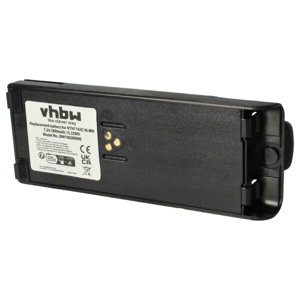 Bateria vhbw para Rádio Motorola NTN7143B 1800 mAh 7.5 V NiMH + mola de cinto