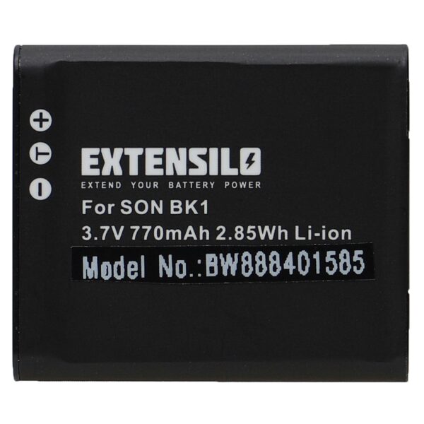 Bateria para Câmaras de Vídeo Sony NP-FK1, NP-BK1 - 770 mAh 3.7 V Li-Ion EXTENSILO