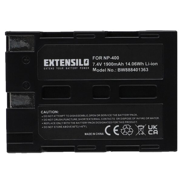 Bateria EXTENSILO para Minolta NP-400 / Pentax D-LI50 - 1900mAh, 7.4V