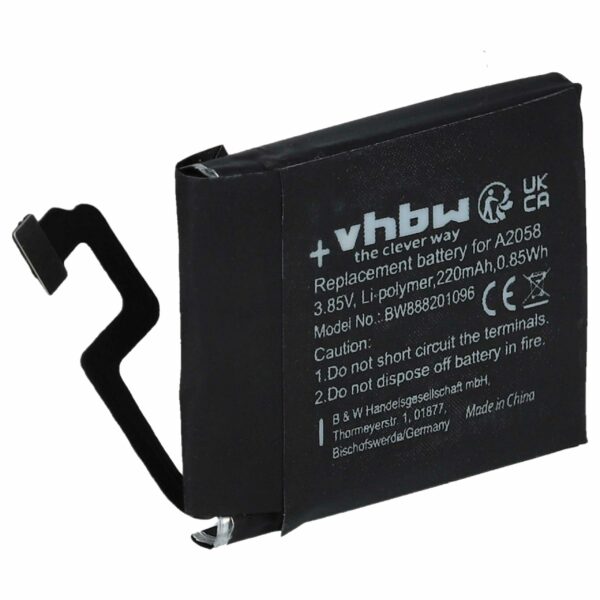 Bateria vhbw para Apple Watch A2058 - 220 mAh 3.85 V Li-polymer