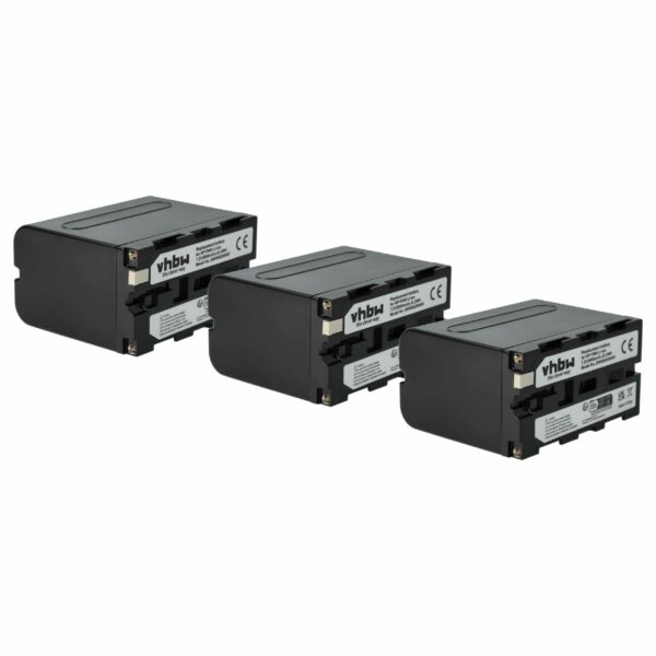 Bateria vhbw 3x para Câmaras de Vídeo Sony NP-F930, NP-F960, NP-F950 - 6000 mAh 7.2V Li-Ion