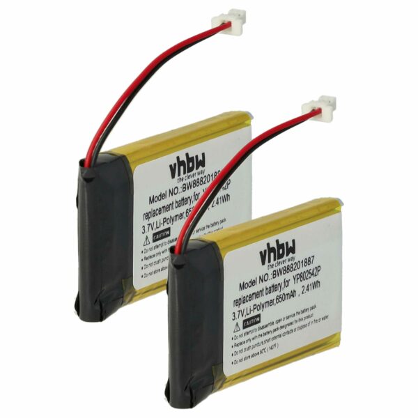 Bateria para Auscultadores Sem Fios Sena - 2x Bateria 650 mAh 3.7 V Li-polímero vhbw