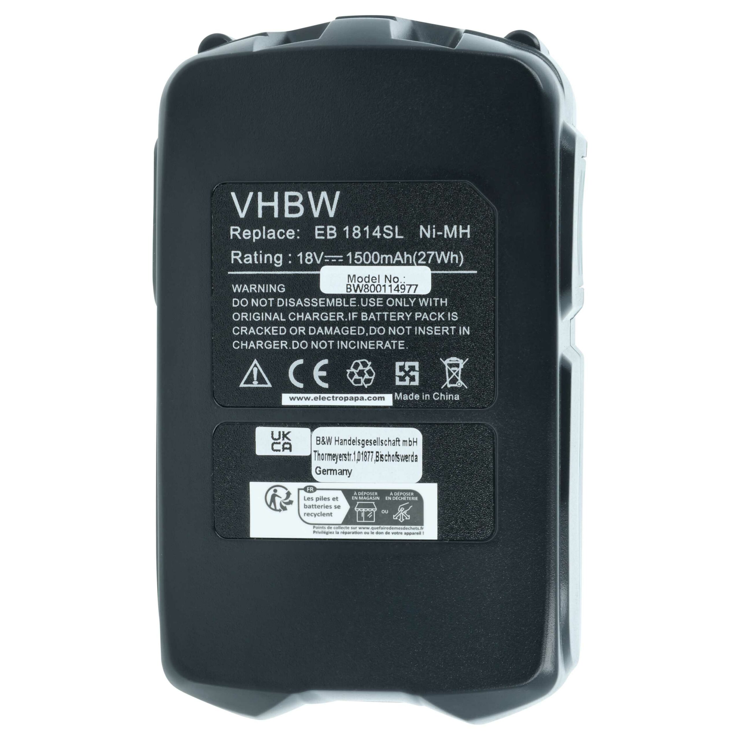 Bateria vhbw para Hitachi BCC 1815, BCH 1820, EB 1814SL, EB 1812S - 18 V, 1500 mAh, NiMH - Image 3