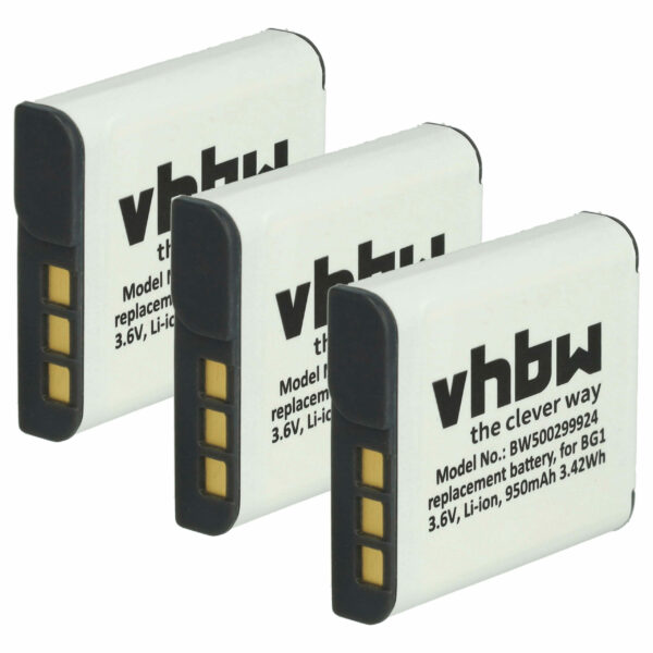 Bateria vhbw compatível Sony NP-FG1, NP-BG1 - Pack 3x 950mAh, 3.6V, Li-Ion