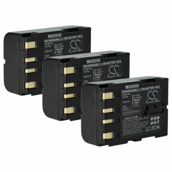 Bateria vhbw 900 mAh 7.2V Li-Ion para câmaras JVC BN-V416, BN-V428, BN-V408 (Pack 3x)