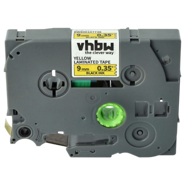Fita de Etiquetas vhbw para Brother TZE-621 - 9 mm Preto sobre Amarelo