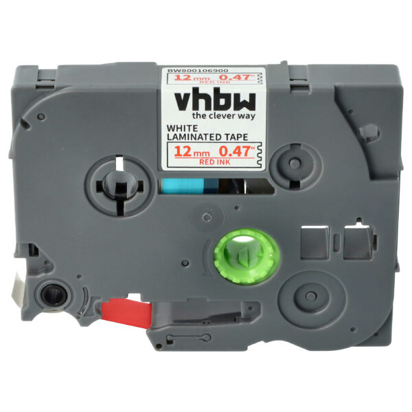 Fita para Impressora de Etiquetas vhbw compativel com Brother TZ-232, TZE-232 - 12 mm Vermelho sobre Branco