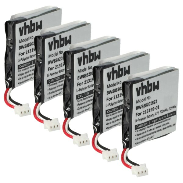 Bateria vhbw para Auscultador Plantronics - 650 mAh 3.7V Li-polymer (Pack 5x)