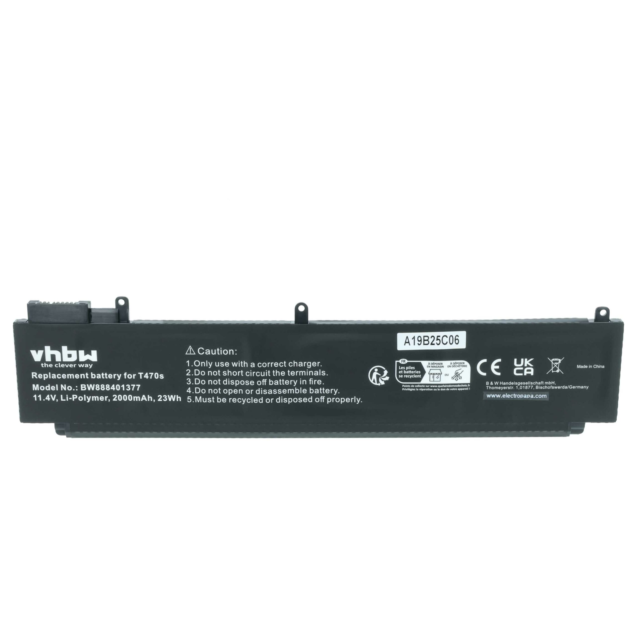 Bateria para portátil vhbw para Lenovo ThinkPad T460s, T470s 2000 mAh 11.4 V - Image 3