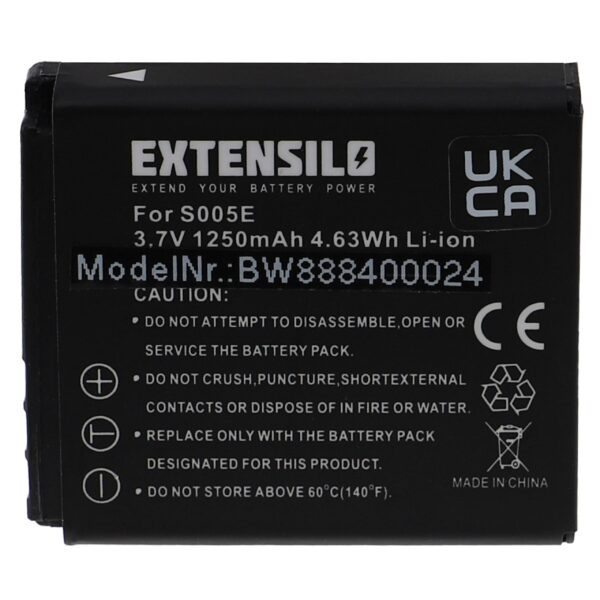 Bateria compatível com Fujifilm NP-70 - 1250mAh, 3.7V, Li-Ion EXTENSILO