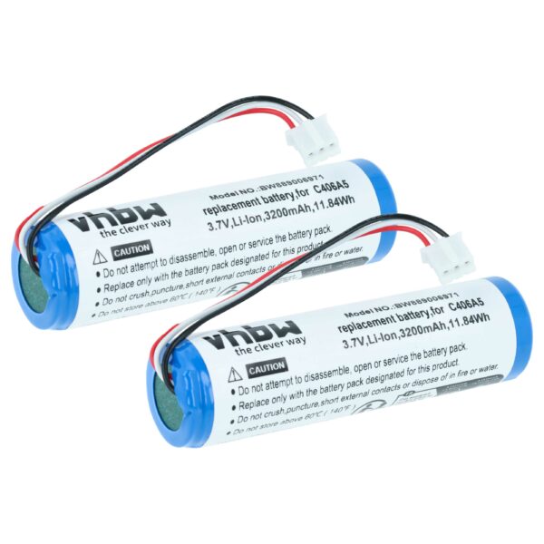 2x Bateria vhbw compatível com Marshall C406A5 para Marshall Willen - Li-Ion 3200 mAh