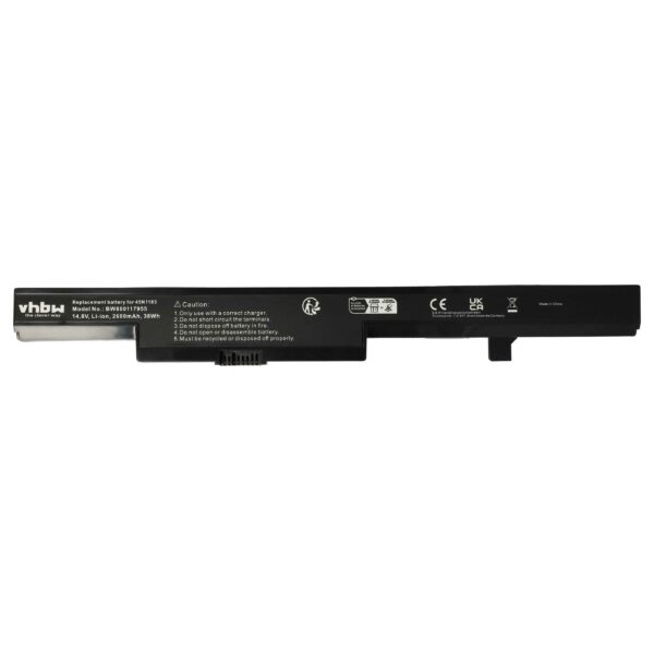 Bateria para Portátil Lenovo vhbw 2600 mAh 14.8 V - Substitui 45N1184, 45N1185, 45N1182, 45N1183