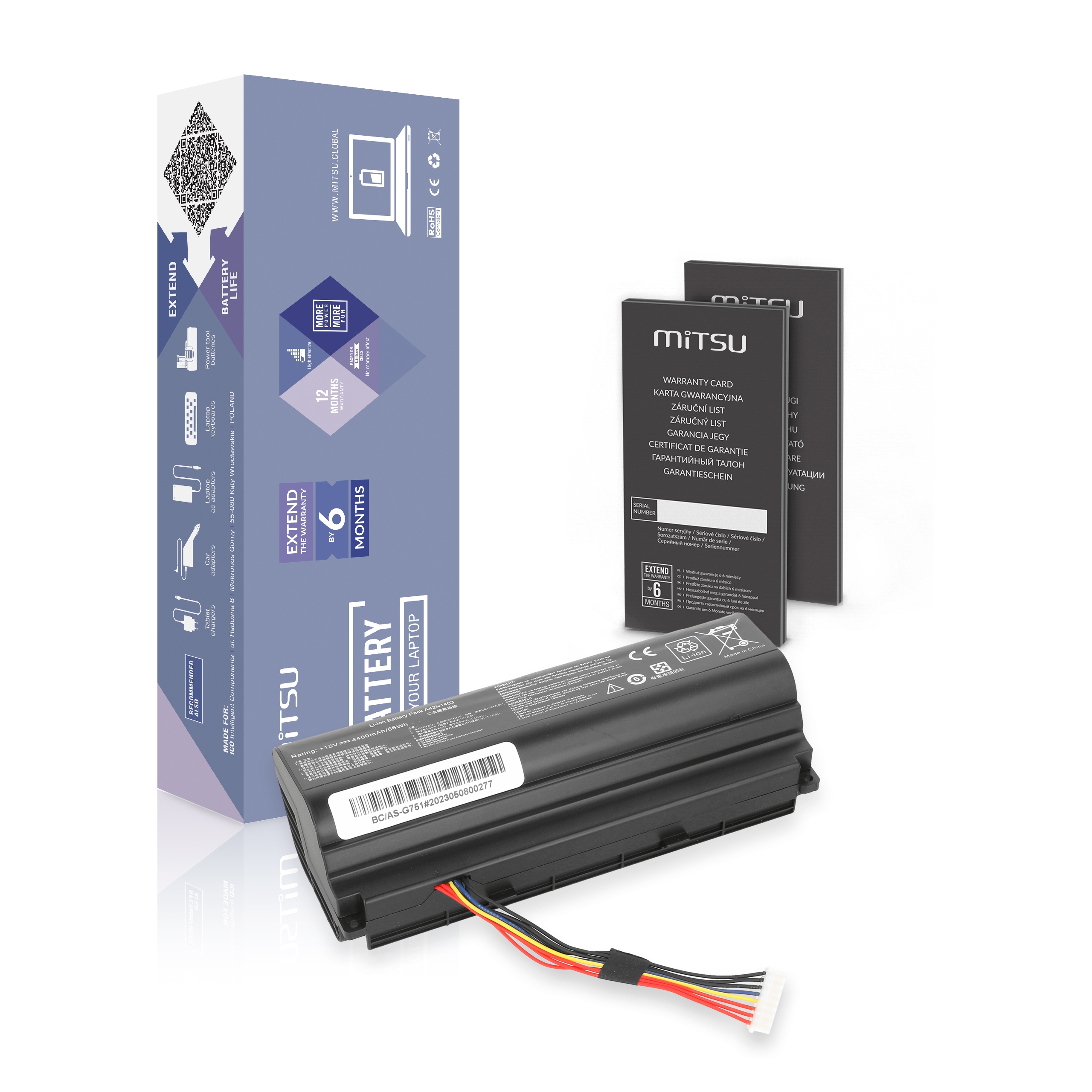 Bateria Mitsu de Alta Capacidade para Portátil Asus ROG G751 e GFX71 Series