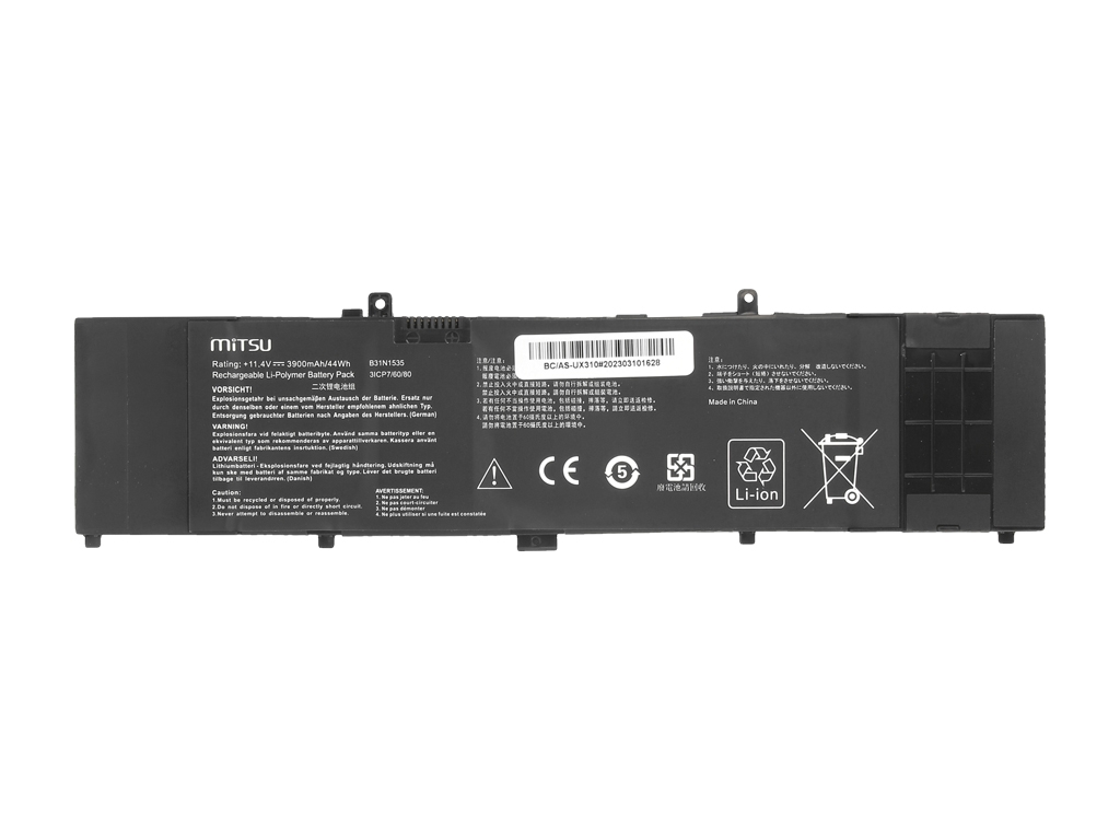 Bateria Mitsu 11.4V 3900mAh (44Wh) para Portátil Asus Zenbook UX310, UX3410, UX410 Series - Ref. B31N1535 - Image 4