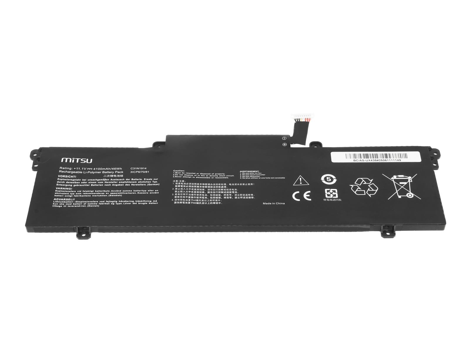 Bateria Mitsu para Portátil Asus ZenBook 14 UX435E, UX435EA Series - 4100mAh (46Wh) - Image 2