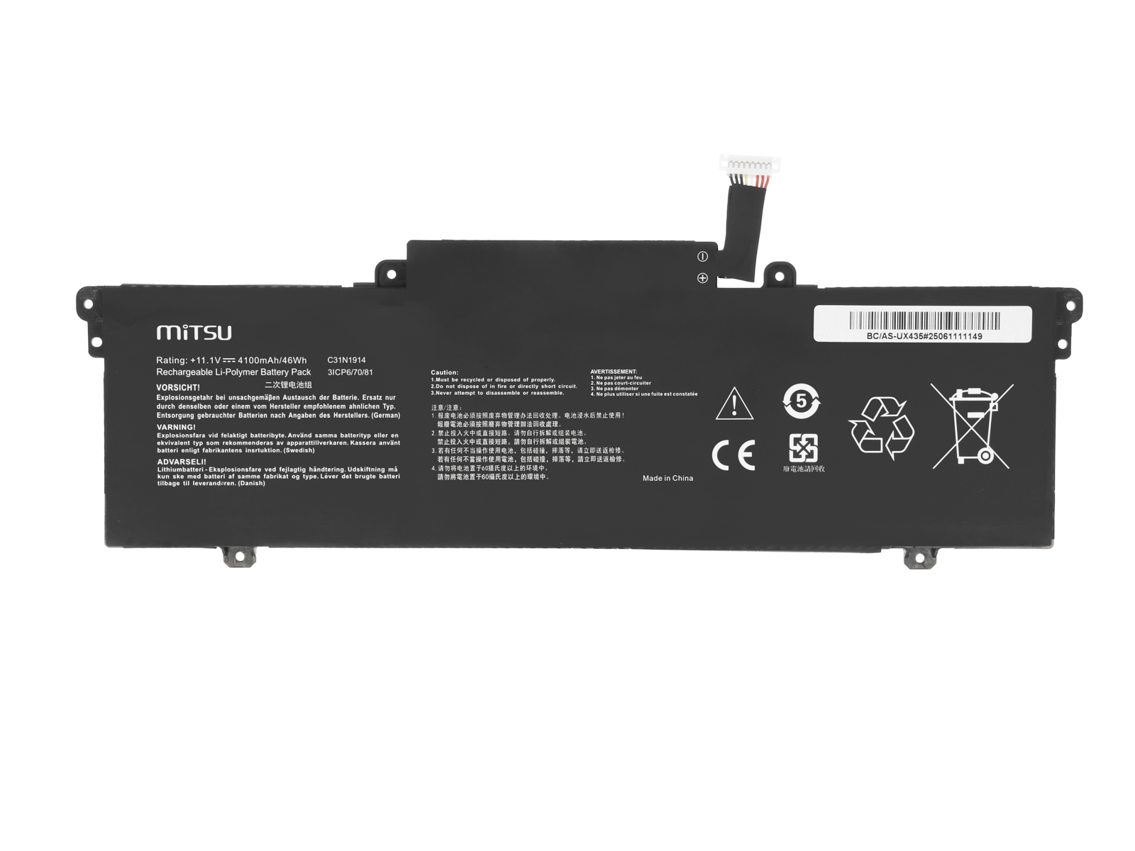 Bateria Mitsu para Portátil Asus ZenBook 14 UX435E, UX435EA Series - 4100mAh (46Wh) - Image 4
