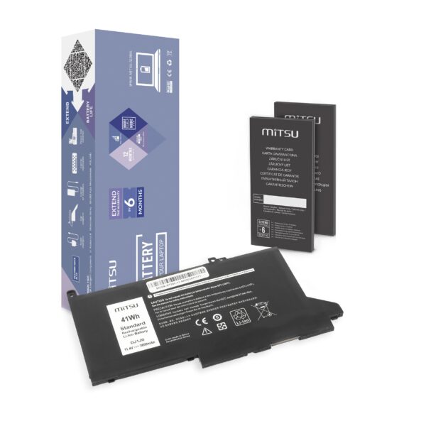 Bateria Mitsu 11.4V 41Wh para Portátil Dell Latitude 7280, 7290, 7380, 7390, 7480, 7490 Series