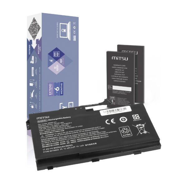 Bateria Mitsu 11.4V 8400mAh (96Wh) para Portátil HP ZBook 17 G3 Series - Alta Capacidade