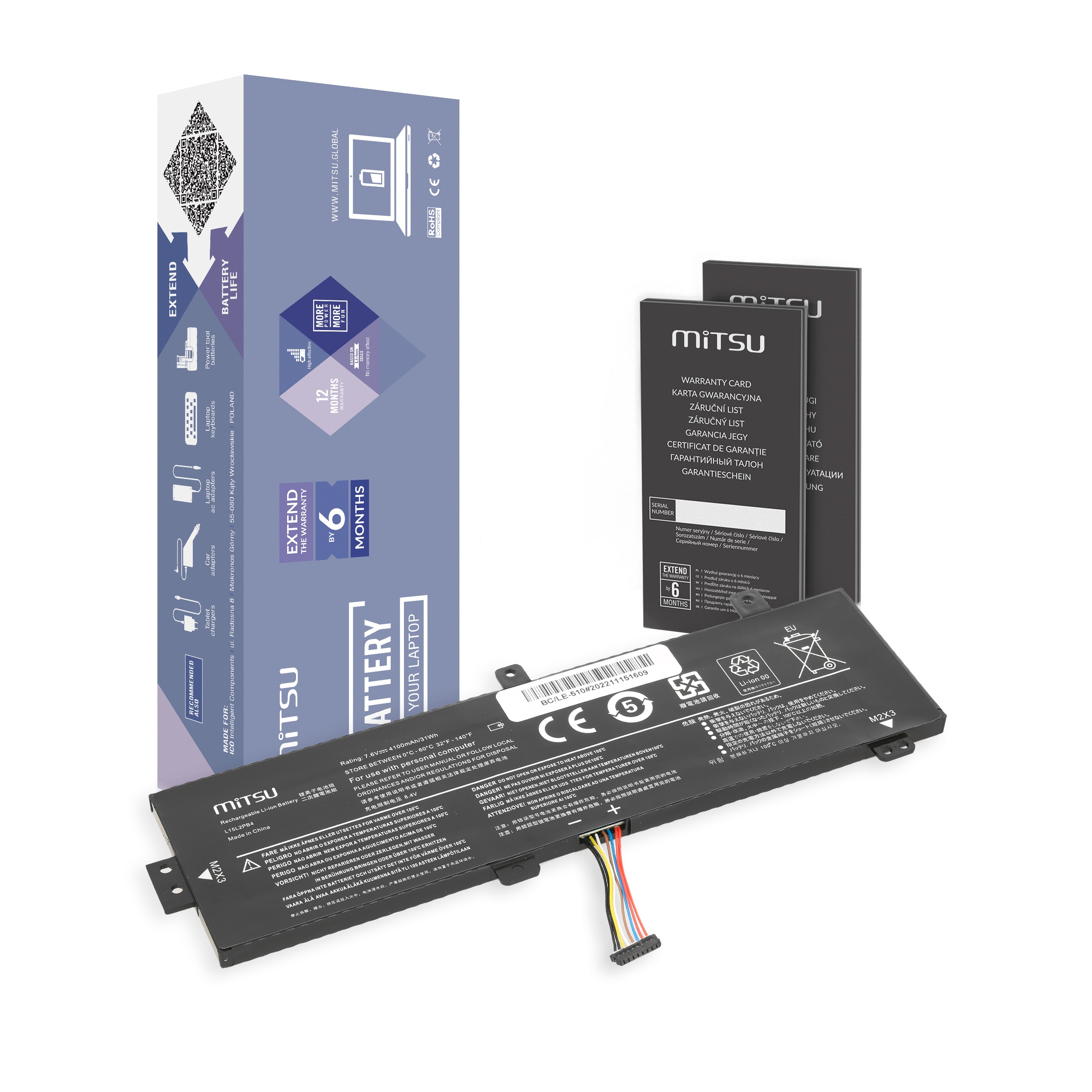 Bateria Mitsu de Alta Capacidade para Portátil Lenovo IdeaPad 310-15 e 510-15 Series