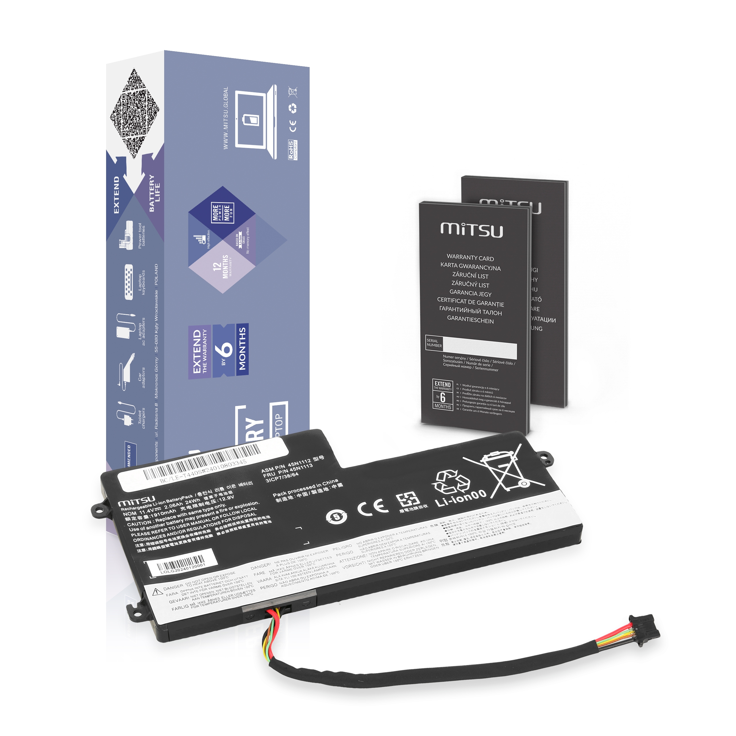 Bateria Mitsu de Alta Capacidade para Portátil Lenovo ThinkPad T440s - Nova