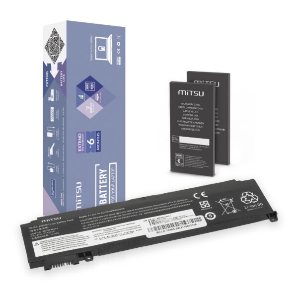 Bateria frontal Mitsu para Lenovo ThinkPad T460s, T470s - 2140 mAh (24 Wh)