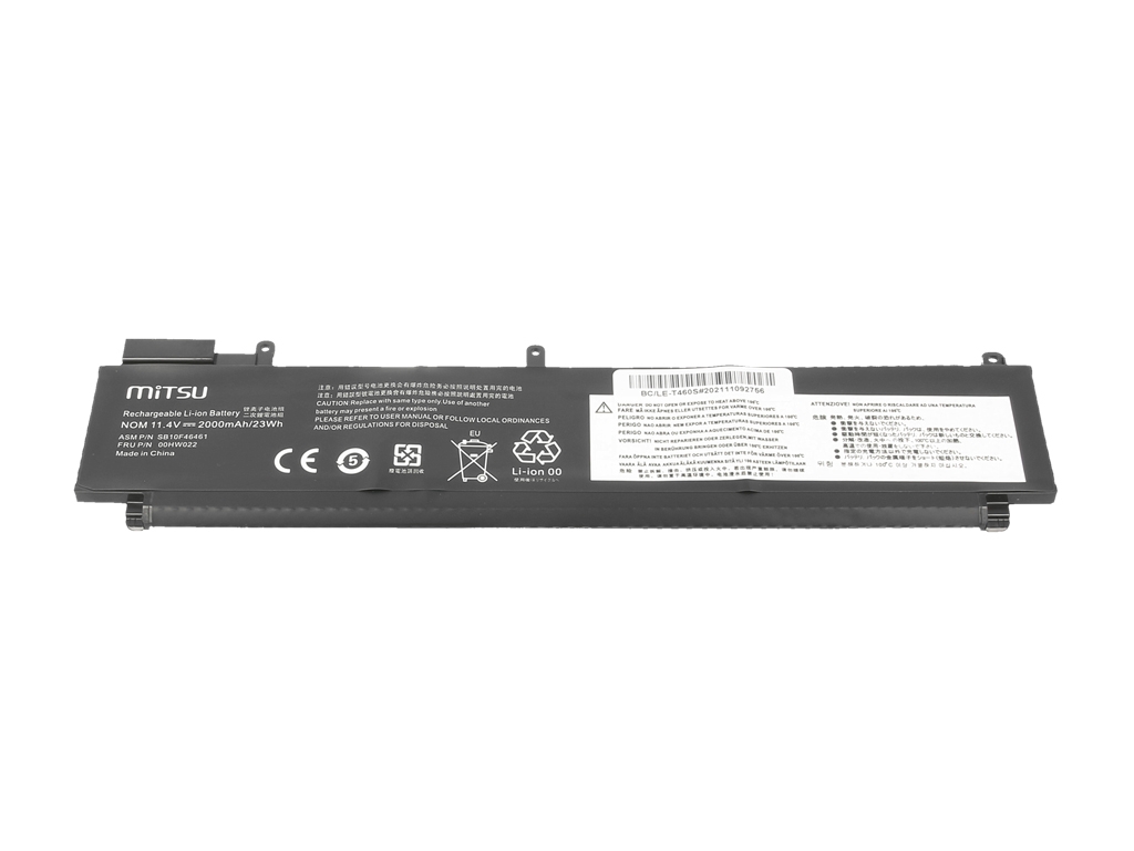 Bateria Mitsu para Lenovo ThinkPad T460s, T470s (bateria traseira) - Image 2